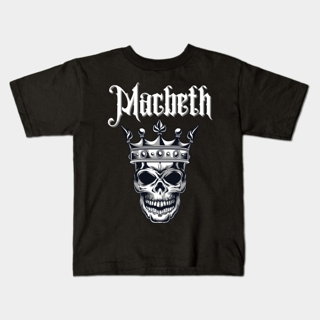 Macbeth Skull and Crown Kids T-Shirt by E.S. Creative